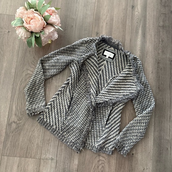 Anthropologie Angel of the North Grey Fringe Embroidered Cardigan - Picture 5 of 11